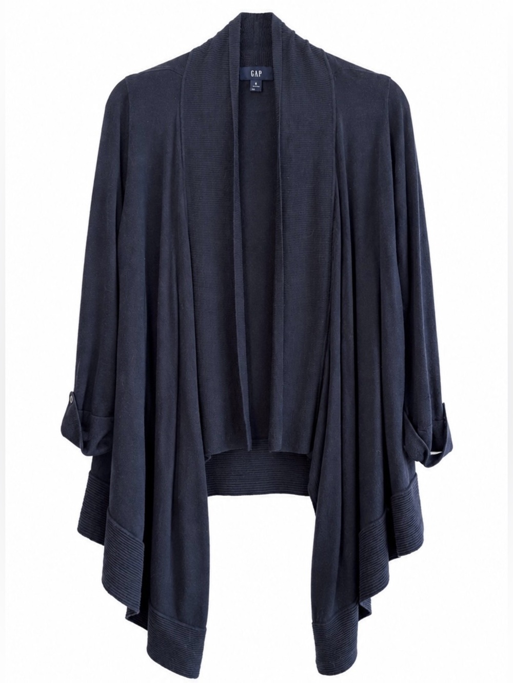GAP Women's Dark Navy Draped Open-Front Cardigan, Excellent Condition